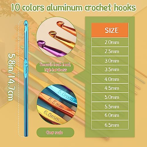 IMZAY 54 Pcs Crochet Hooks Set 0.6–6.5mm Ergonomic Crochet Needles Set - Image 3