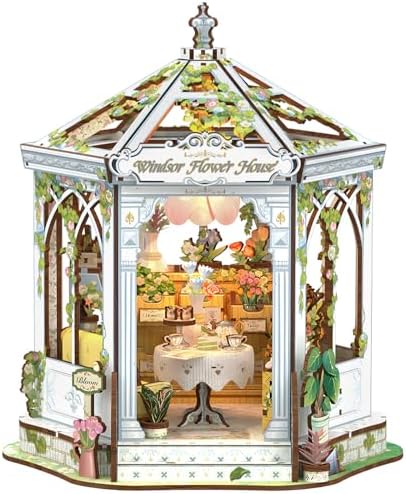 CUTEBEE DIY Miniature House Kit - 3D Wooden Puzzle Flower House Florist Book Nook Kit Model Building Set, Bookshelf Room Decor, DIY Craft Gifts for Adults Teens 14+ (Windsor Flower House) by CUTEBEE