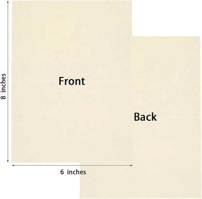 50 Pack Blank Cards Folded Cardstock Thank You Blank Greeting Cards for Invitations, Wedding, Greeting Cards, All Occasion DIY, 4x6 Folded Cards Cream