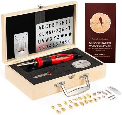 Premium Wood Burning Kit 43PCS, Dual Power Mode Wood Burner Pen Tool with 36Tips & Accessories All In A Wood Storage Case - Complete Gift For An Effortlessly Mastering The Art Of Pyrography by Scissor-Tailed