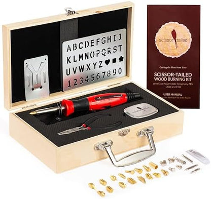 Premium Wood Burning Kit 43PCS, Dual Power Mode Wood Burner Pen Tool with 36Tips & Accessories All In A Wood Storage Case - Complete Gift For An Effortlessly Mastering The Art Of Pyrography by Scissor-Tailed