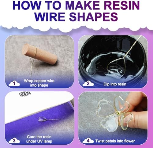 Teexpert UV Dip Resin for Wire Flowers Kit, 100g Crystal Clear UV Resin Starter Kit with 6 Winding Rods, Pliers, 2Pcs 31FT Wires for Jewelry Making, Fast Cure Thick Glue for DIY Flower Decoration - Image 3