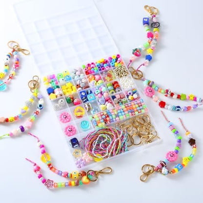 Keychain Making Kit, Bag Charm Kit, 488 PCS DIY Bead Kit with 8 Keychains by Unknown
