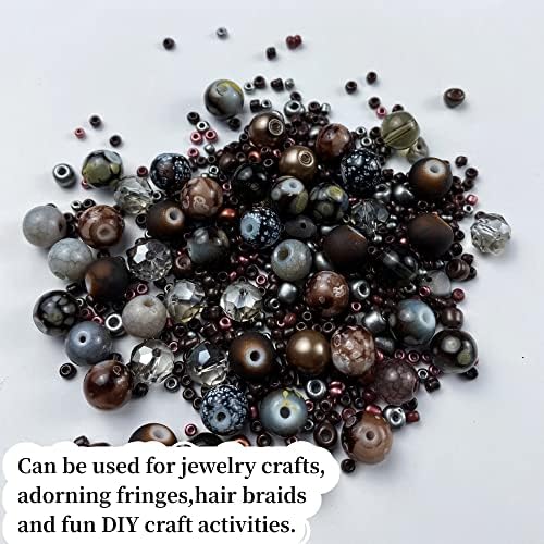 Assorted Glass Resin Beads Multi Size Colors Smooth Cracked Gravel Millet Spacer Beads for Bracelets Necklace Earring DIY Jewelry Making Craft(Deep Amber Series) - Image 5