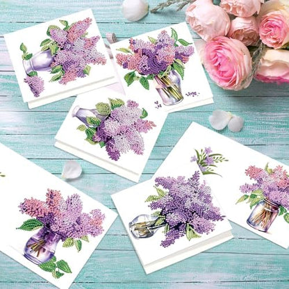 C'eitura Diamond Art Painting Greeting Cards 12 Pack DIY 5D Lilac Daisy Floral Rhinestone Mosaic Folded Cards, Handmade Craft Gift Adults Women Birthday Mothers Day - Image 4