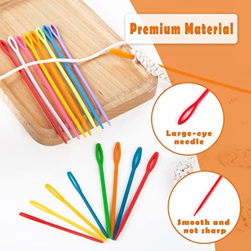 LOVEINUSA 100PCS Plastic Needles for Kids, Large Eye Yarn Needles for DIY Stitchery Plastic Sewing Needles Tapestry - Image 3