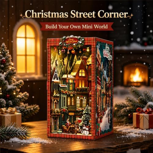 3D Puzzle for Adults, Christmas Street Wooden Model Kit with LED Lights - Image 2