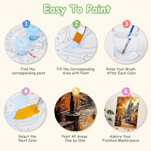 Spandrel Autumn Scenery Framed Paint by Numbers Kit for Adult Castle, Adult Paint by Number Kits on Canvas Landscape, DIY Acrylic Oil Easy Fall Painting by Numbers for Home Wall Decor, 8x12in - Image 7