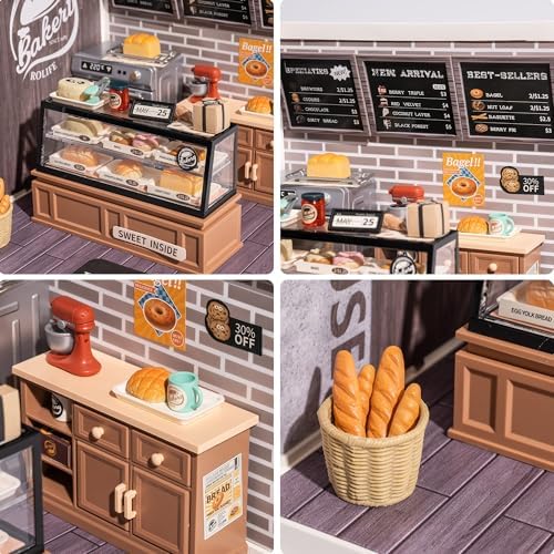 Rolife LED Building Blocks for Adults,1:24 Toy Building Sets,Model Building Kits,DIY Miniature Dollhouse Kits for Adults,Hobbies for Women Men (1.Golden Wheat Bakery) - Image 3