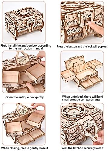Varbertos 3D Wooden Puzzle Mechanical Treasure Box, Wood Creative Assembly Model Building Kits to Build for Adults and Teens, DIY Wooden Puzzle Hobbies Projects Gift for Women and Kids - Image 3