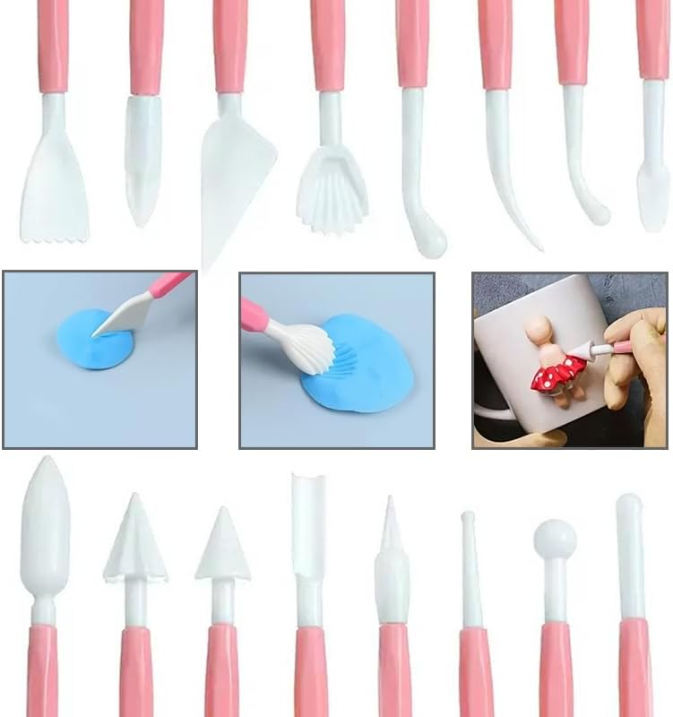 22 PCS Clay Sculpting Tools Set, Pink Air Dry Clay Tools & Polymer Clay Tools Kit, Double-Ended Plastic Modeling Tools for Pottery, Polymer Clay, Air Dry Clay & DIY Crafting for Adult - Image 3