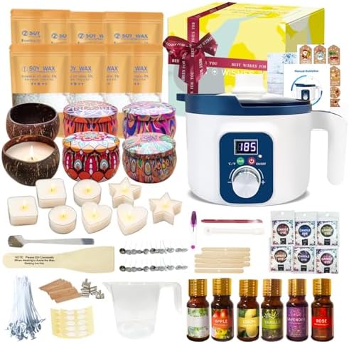 Handnatur Digital Candle Making Kit for Adults with Wax Melting Pot by HandNaturWaxMeltingPotKit