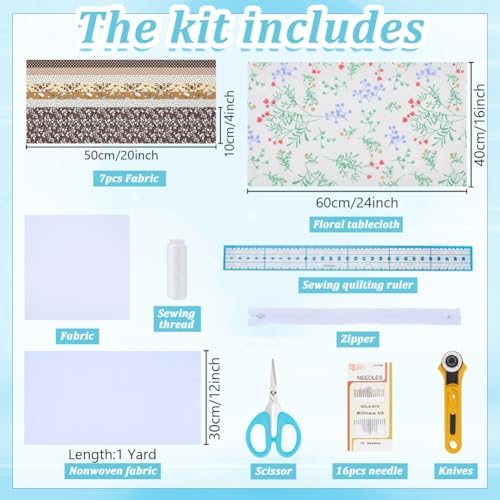 WEBEEDY DIY Quilt Tote Bag Kit for Adult Beginners Handmade Small Shoulder Bag Kit with Video Tutorial,9 Styles Fabrics,Quilting Tools for DIY Sewing Patchwork Craft Valentine's Day Birthday Gift - Image 2