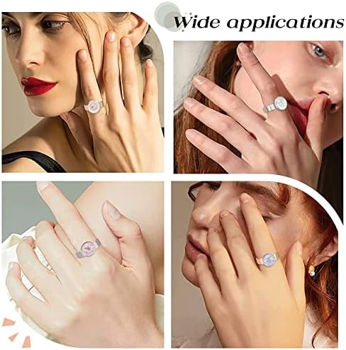 SUNNYCLUE 1 Box 24Pcs 3 Style 10mm Cabochon Ring Blanks Stainless Steel Blank Rings Adjustable Rings Bulk Flat Round Ring Settings Glass Cabochons Ring Bases for jewellery Making Women Adult DIY Craft - Image 6