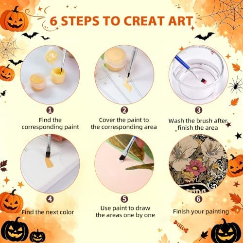 Halloween Paint by Numbers Kit for Adults Skull Paint by Numbers for Adult - Image 6