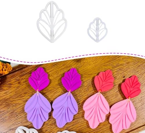 Xaekicr Polymer Clay Cutters Leaf & Feather Shapes – 2 Sizes Clay Earring Cutters for Polymer Clay Jewelry, Molds and Tools for DIY Dangle Earrings by Xaekicr