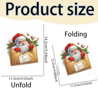 6 Packs Christmas DIY Diamond Art Greeting Cards with Envelopes Special Shaped 3D Fold Rhinestone Painting Card Handmade Gem Dots Art Kit for Beginner Adult Birthday Holiday Blessing Gift - Image 7