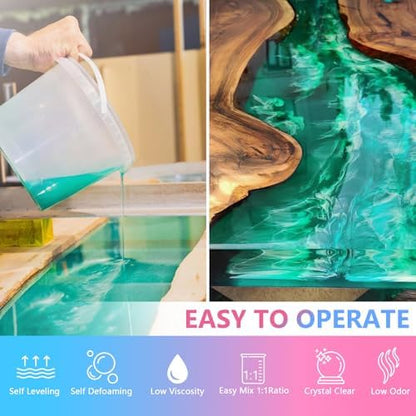 KISREL Epoxy Resin Kit 2 Gallon, Crystal Clear No Yellowing No Bubble Resin - Image 3