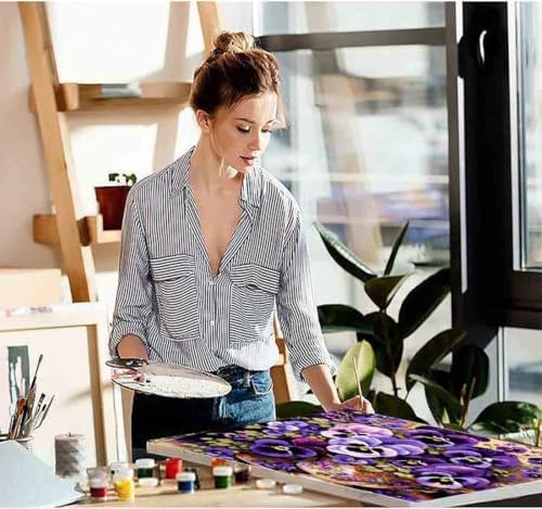 VIGEGU Flower Paint by Numbers Kit for Adults - Butterfly Orchid Paint by Number for Beginner DIY Adult Paint by Number Kits on Canvas,Oil Number Painting Kits for Home Decor 16x16inch - Image 3