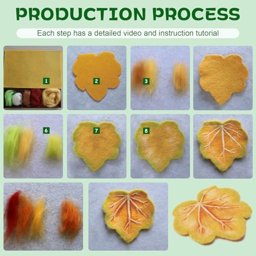 OEHPICC Needle Felting Kit, 6 Pcs Leaf Coasters Needle Felting Starter Kit - Image 5