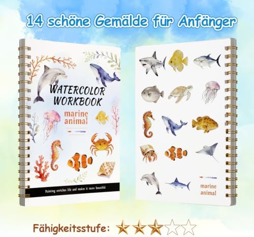 Watercolor Workbook for Adults – Watercolor Coloring Book with 14 Watercolor Paintings, 16 Colors, 3 Brushes & Color Mixing Guide – Large 200GSM Paper for Beginners & Art Enthusiasts - Image 4