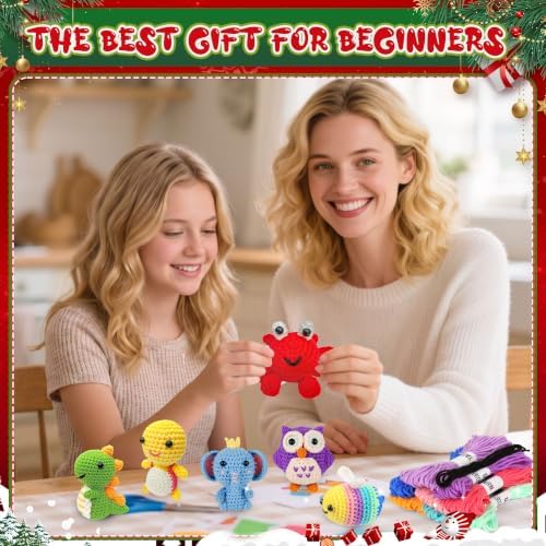 Lixktsoo 6Pcs Crochet Kit for Beginners, 2027 DIY Craft for Adults, Great Gift for Crochet Lovers, Crocheting Animal Kits with Step by Step Videos,Yarn,Crochet Hook,Birthday Holiday Gift - Image 6