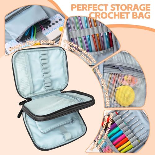 HATINXIA Crochet Hooks, 85pcs Crochet Hook Set with Storage Case, Yarn Crochet Kit for Beginners, Ergonomic Crochect Needles DIY Knitting Accessories Tools for Experienced Crochet Lovers, C3 Grey - Image 3