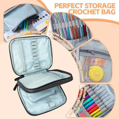 HATINXIA Crochet Hooks, 85pcs Crochet Hook Set with Storage Case, Yarn Crochet Kit for Beginners, Ergonomic Crochect Needles DIY Knitting Accessories Tools for Experienced Crochet Lovers, C3 Grey - Image 3