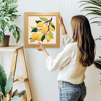 INFUNLY Lemon Flower Punch Needle Embroidery Kits Lemon Branch DIY Punch Needle Kit for Beginners Plant Stamped Rug Yarn Hooking Kit with Pre-Printed Pattern Instruction for Craft Lovers Home Decor - Image 7