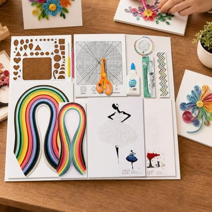 JununGao Quilling Kit for Adults,680 Quilling Paper Strips with Tools, Includes Colored Quilling Strips, Patterned Drafts, Tweezers, and Other Tools,DIY Paper Art Crafts for Hobbyists. - Image 4