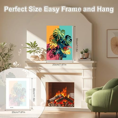 TOSTOG Monstera deliciosa Framed Canvas Paint by Numbers Art Kit for Adults and Kids, Beginner Acrylic Oil Painting Supplies with Wooden Frame for Home Wall Decor 20 * 30 cm/8 * 11.8 in - Image 6