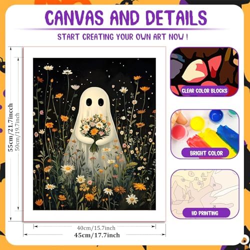 hkejoi Ghost Paint by Numbers Kit for Adults, 16x20 in - Image 4