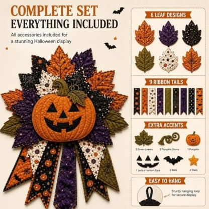 Loyilat 2026 New DIY Quilted Halloween Pumpkin Door Hanger Kit 60cm - Image 2