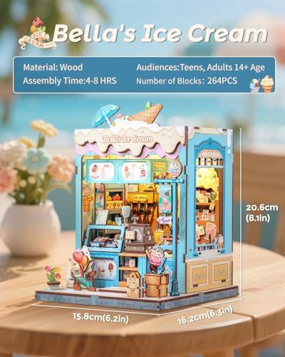 CUTEBEE Book Nook, DIY Miniature House Kit, Ice Cream Shop Booknook - Image 5