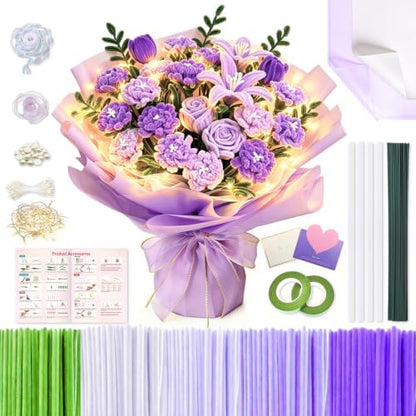 cyctravel 400 Pcs Pipe Cleaner Flower Kit, 5 Colors of Pipe Cleaners for DIY Flower Making Includes Greeting Cards, String Light, Manual, Pipe Cleaners Craft is Ideal for Holiday Gifts and Decorations by letsmakethingsbetter%EF%BC%81