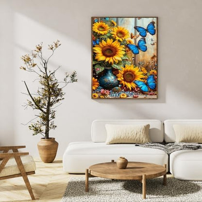 Paint by Numbers Kit for Adults, Sunflower & Butterfly Design, 16x20 Inch - Image 3