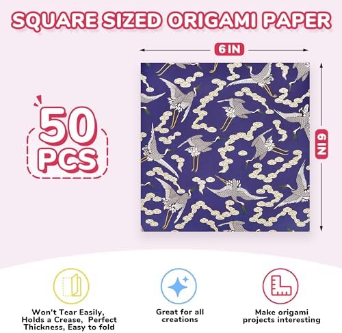 JoyCat Ethnic Patterned Origami Paper, 50 Double-Sided Sheets, 6x6 Inch - Image 7
