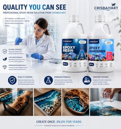 Epoxy Resin Kit: 1 gallons crystal-clear, bubble-free epoxy resin resists yellowing and cures quickly. Ideal for arts&crafts, tabletop casting, DIY jewelry making, mold casting (1:1 ratio) - Image 7
