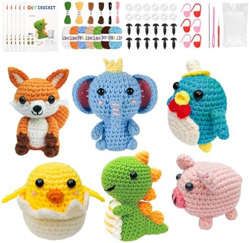 Mobelixy 6PCS Crochet Kit for Beginners, 2026 Christmas Knitting Kit with Step-by-Step Video Tutorials, Beginner Crochet Kit for Adults (Green) by Unknown