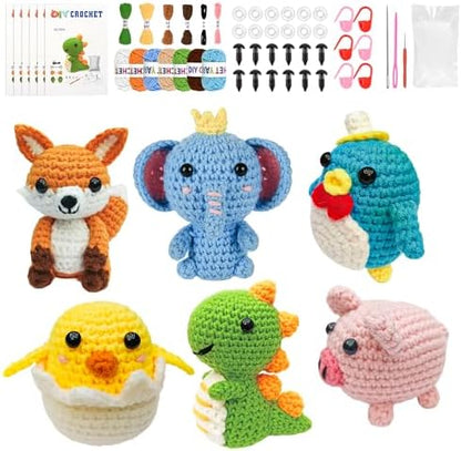 Mobelixy 6PCS Crochet Kit for Beginners, 2026 Christmas Knitting Kit with Step-by-Step Video Tutorials, Beginner Crochet Kit for Adults (Green) by Unknown