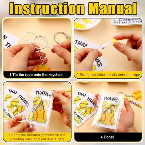 Suncalla 984 Pcs 24 Set Softball Keychain Making Kit DIY Ball Bag Tag Craft - Image 3