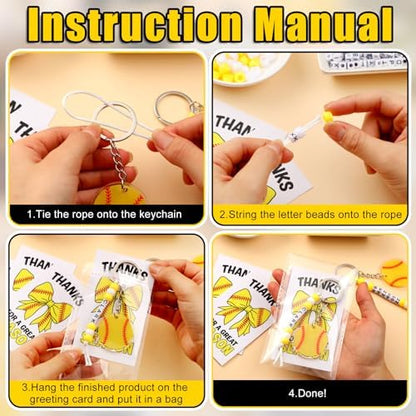 Suncalla 984 Pcs 24 Set Softball Keychain Making Kit DIY Ball Bag Tag Craft - Image 3