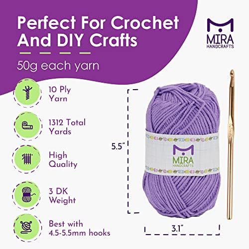 Mira HandCrafts 12 Acrylic Yarn Skeins - Crochet and Knitting Starter Kit for Colorful Arts and Crafts with 1,312 Yards of Multicolored Thread - Make Amigurumi, Granny Squares, Scarves, and Throws - Image 6