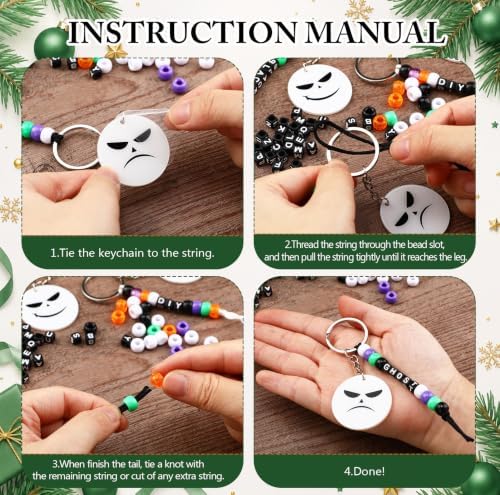Landical 564 Pcs Halloween Gothic Keychain Making Kit DIY Name Bead Craft - Image 3