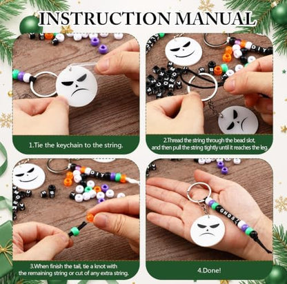 Landical 564 Pcs Halloween Gothic Keychain Making Kit DIY Name Bead Craft - Image 3