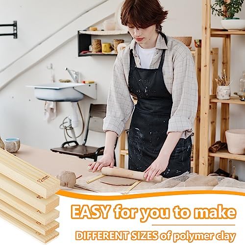 Sasylvia 20 Pcs Clay Pottery Rolling Pin Guides,5 Size,Wood Color - Image 5
