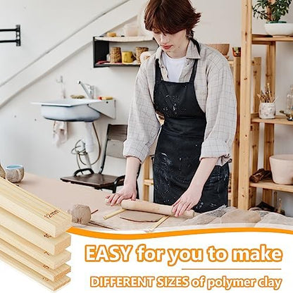 Sasylvia 20 Pcs Clay Pottery Rolling Pin Guides,5 Size,Wood Color - Image 5