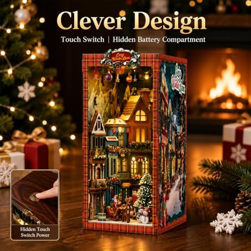 3D Puzzle for Adults, Christmas Street Wooden Model Kit with LED Lights - Image 5