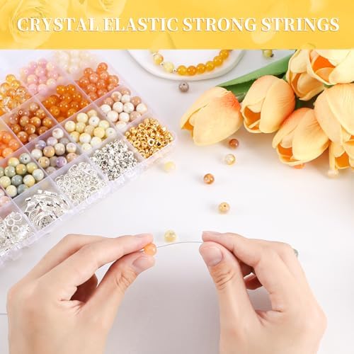 Glass Beads for Jewelry Making, 18 Colors Glass Beads for Bracelets Making kit Including 2-8mm Bead spacers/Lava Beads/Stone Rock DIY Jewelry Making Supplies for Adults, Bracelets Earring Making kit - Image 5