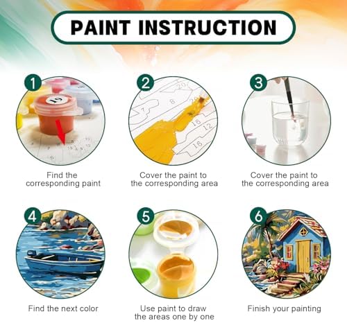Possoco Paint by Numbers Kit for Adults Beginner, Beach Landscape Easy Adult Paint by Number Kits on Canvas, DIY Acrylic Watercolor Oil Paint by Number for Adults for Home Decor Gift 16x20 Inch - Image 4